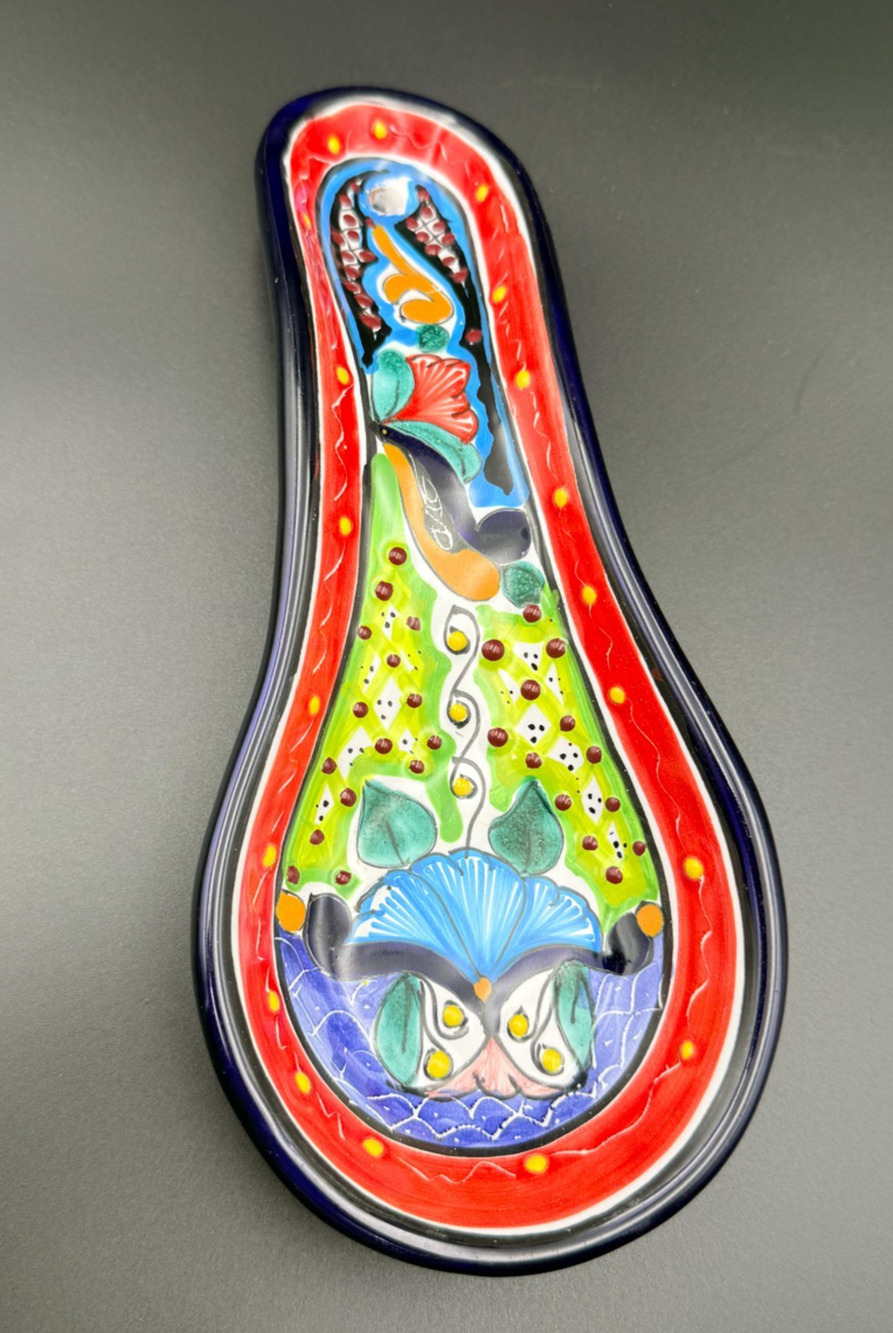 Talavera Spoon Rest Mexican Pottery Hand Painted Art Wall Decor Lead Free Color